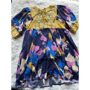 Umgee Embroidered Boho Dress Small NWT Mustard